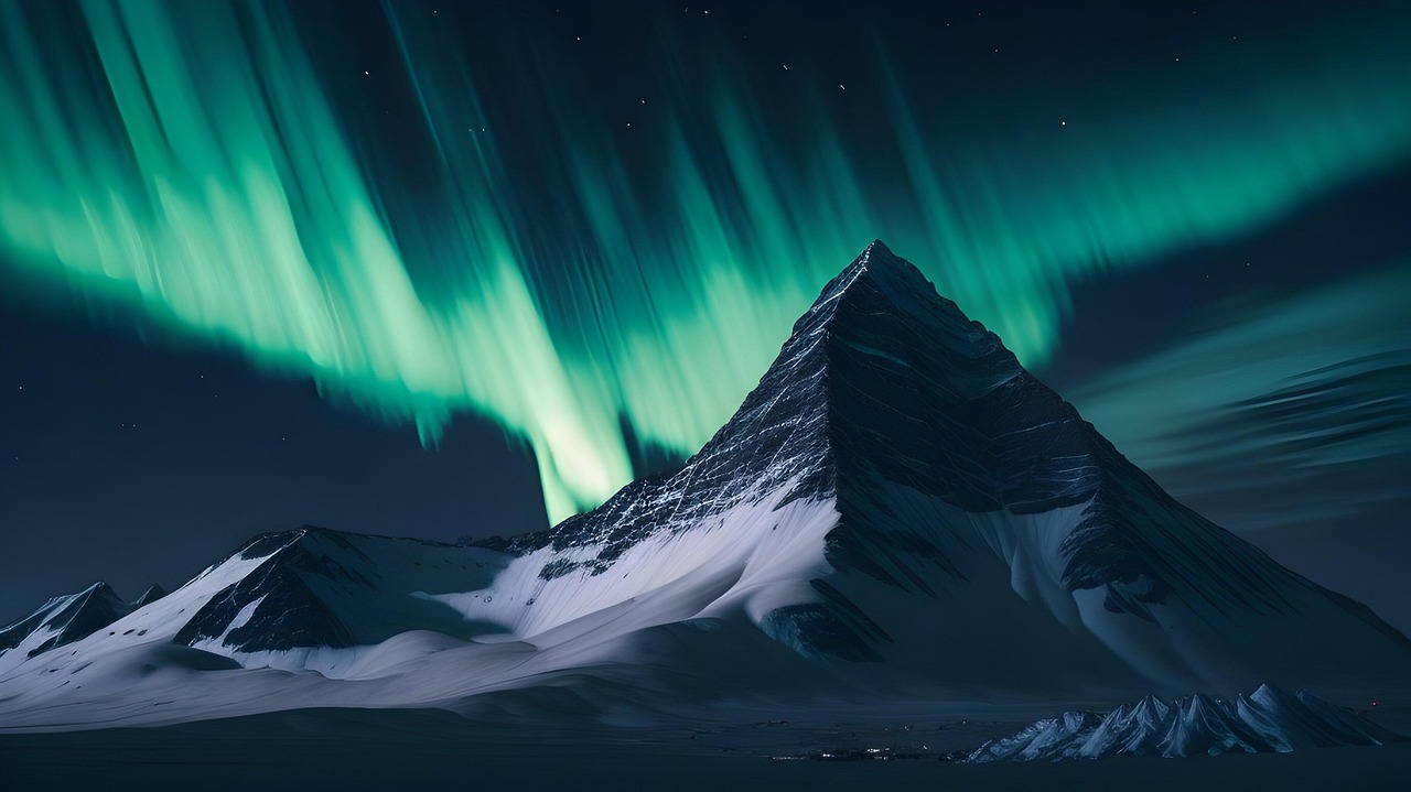Download free HD stock image of Ai Generated Northern Lights Free ai generated northern lights mountain illustration