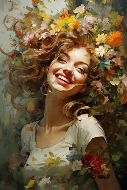 Free ai generated woman flowers illustration