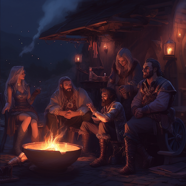Free ai generated people campfire illustration