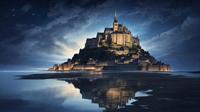 Free ai generated mont saint-michel island illustration