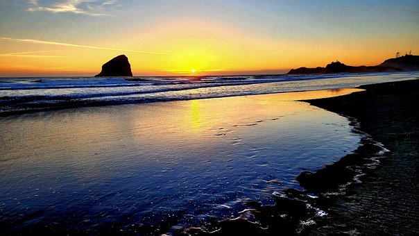 Sonnenuntergang, Oregon Küste, Strand