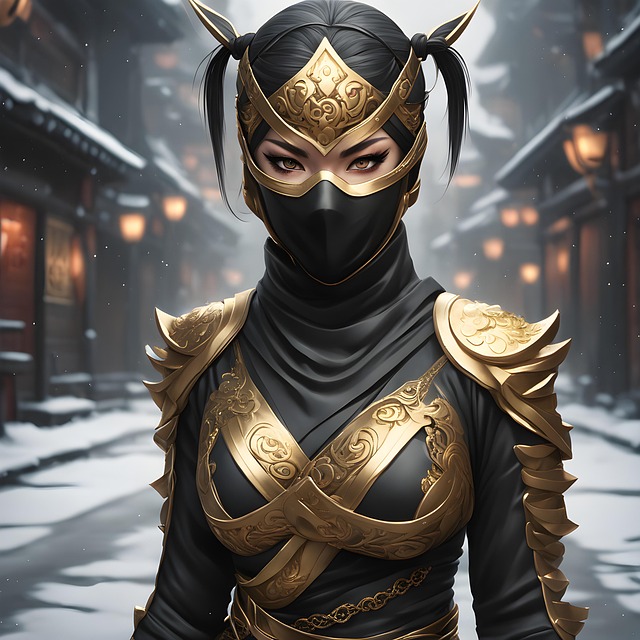 Download free HD stock image of Blackandgold Ninja Free blackandgold ninja warrior illustration