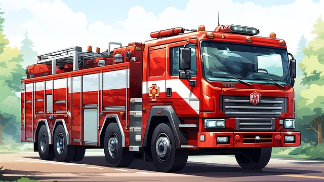 Free ai generated firetruck fire engine illustration
