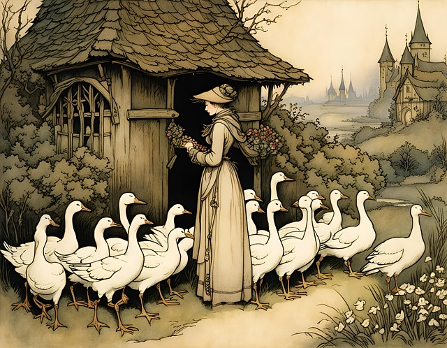 Free ai generated geese woman illustration