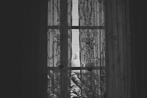 Fenster, Vorhänge, Seite, Dekoration