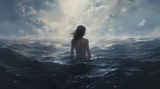 Download free HD stock image of Ai Generated Ocean Free ai generated ocean woman illustration