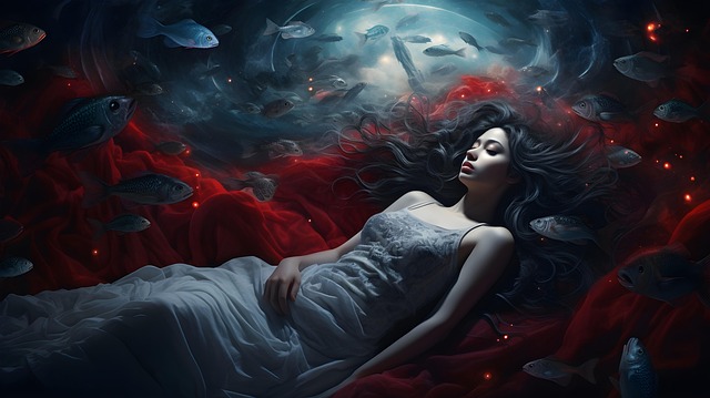 Free ai generated woman underwater illustration