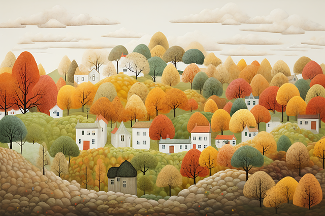 Free ai generated trees town illustration