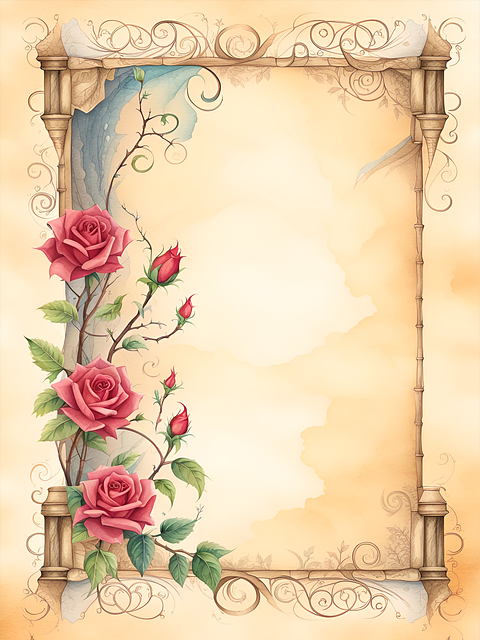 Free ai generated roses border illustration