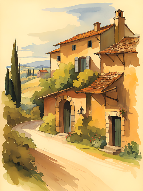 Free ai generated village countryside illustration
