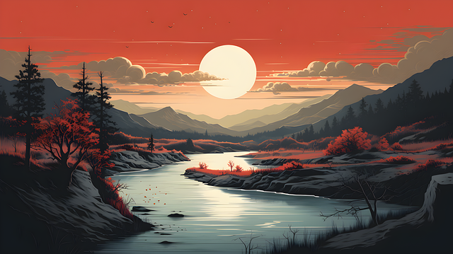 Download free HD stock image of Ai Generated River Free ai generated river mountains illustration