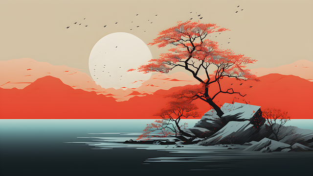 Download free HD stock image of Ai Generated River Free ai generated river sunset illustration