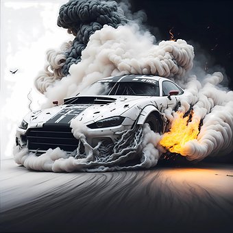 Bil, Drivende, Brenner, Røyking, Brann