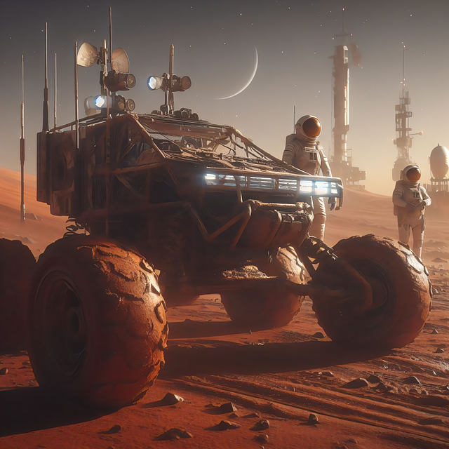Free mars martian colony astronauts illustration