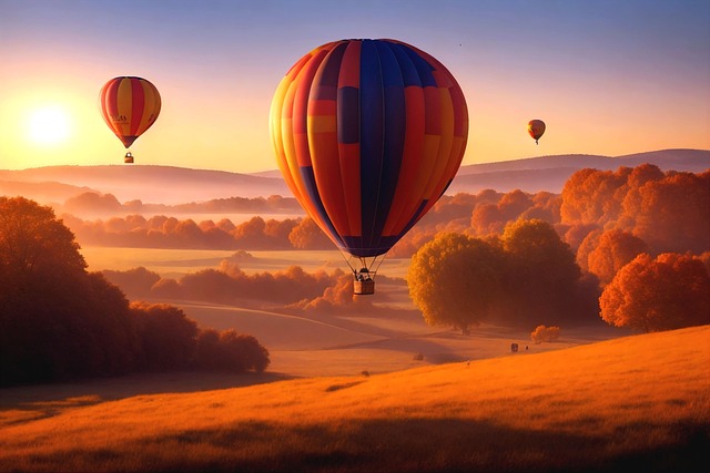 Ballonfahrt, Heissluftballon, Herbstlich