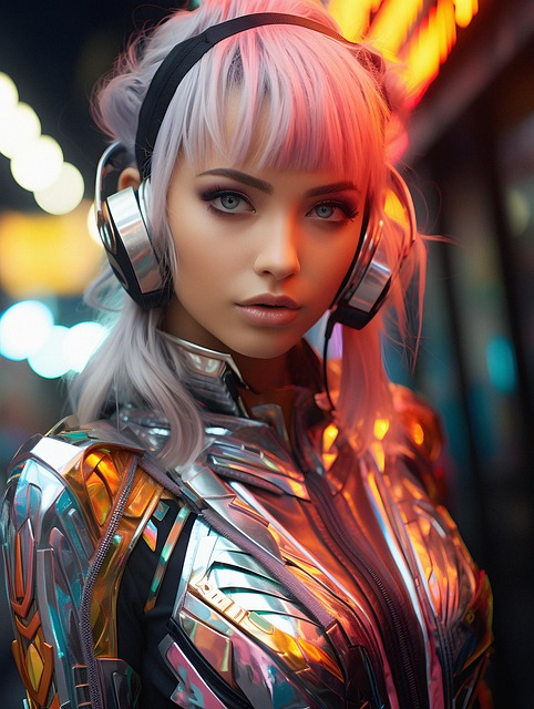 Free ai generated woman headphones illustration