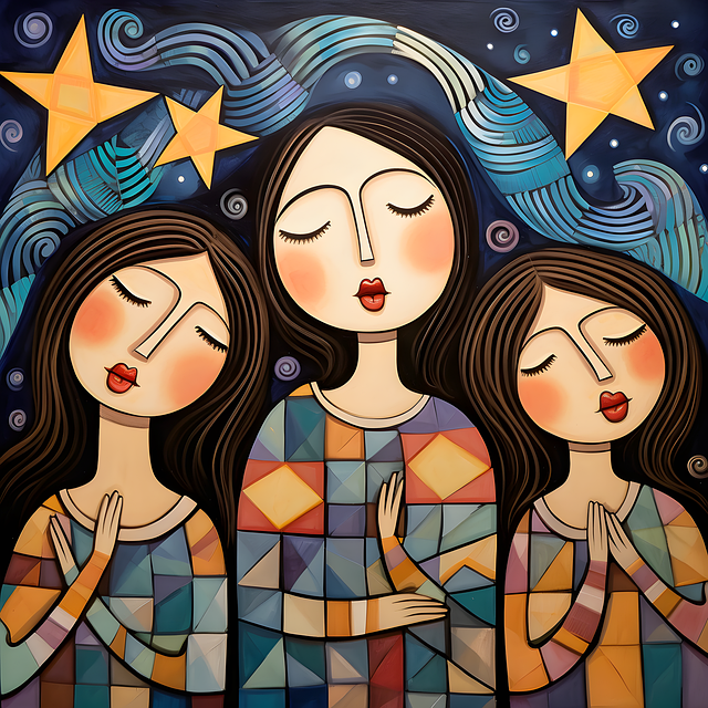 Free singing women stars illustration