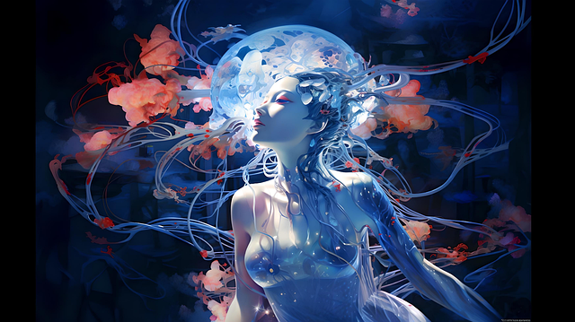 Free ai generated floral background woman illustration