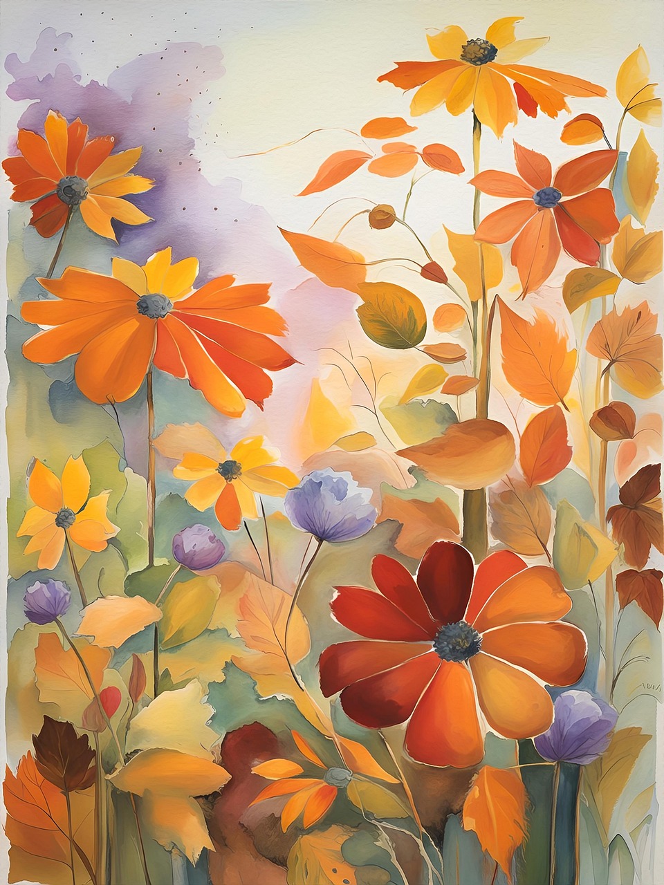 download-ai-generated-autumn-flowers-royalty-free-stock-illustration