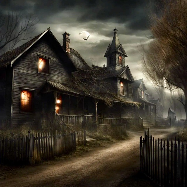 Free ai generated haunted houses illustration