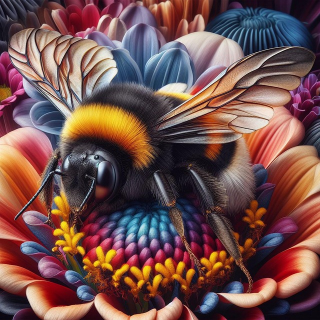 Download free HD stock image of Ai Generated Honey Bee Free ai generated honey bee flower illustration