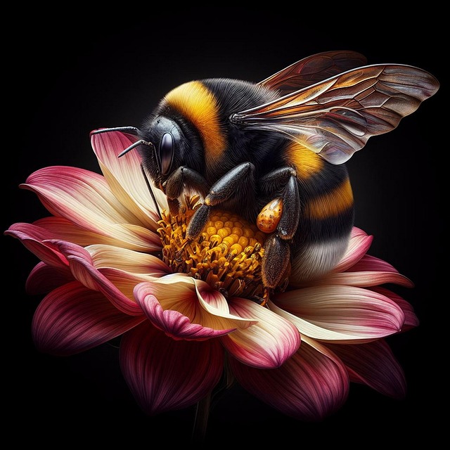 Download free HD stock image of Ai Generated Honey Bee Free ai generated honey bee flower illustration