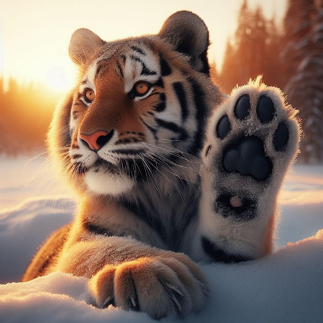 Free ai generated tiger winter illustration