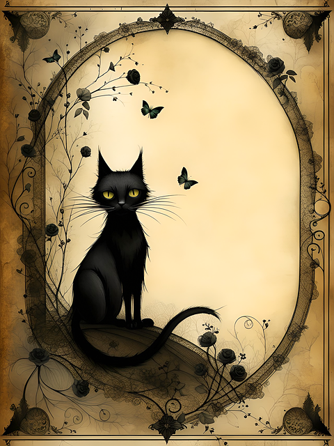 Free ai generated halloween cat illustration