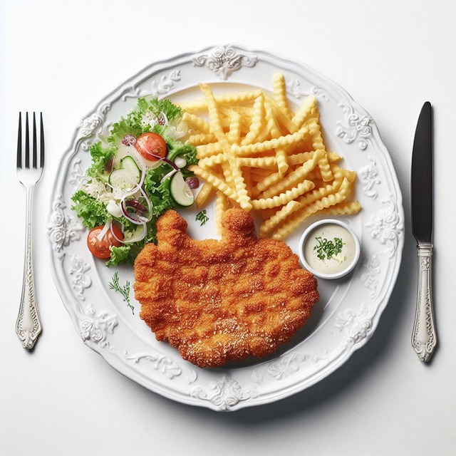 Free ai generated schnitzel fries illustration