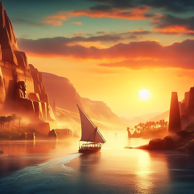 Free felucca nile river illustration