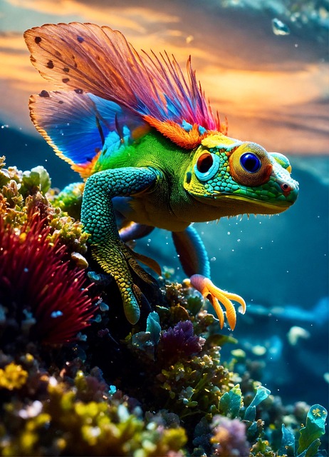 Download free HD stock image of Ai Generated Lizard Free ai generated lizard nature illustration
