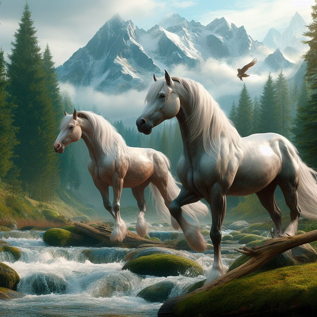 Free wild horse soulmates illustration