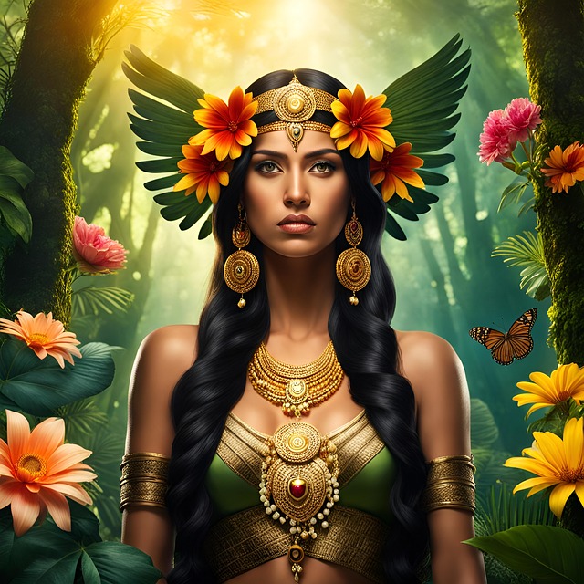 Free woman warrior portrait illustration