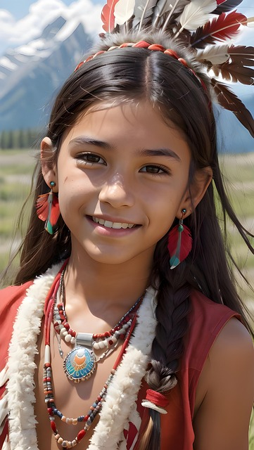 Free ai generated woman native american illustration