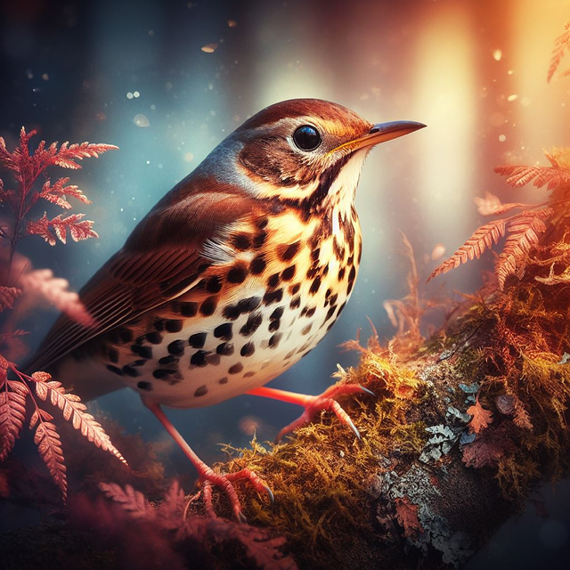 Free ai generated bird song thrush illustration