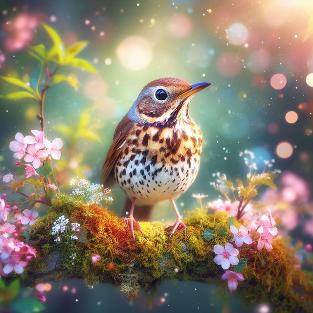 Download free HD stock image of Ai Generated Bird Free ai generated bird song thrush illustration