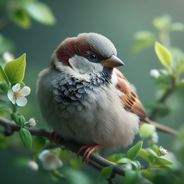 Free ai generated bird house sparrow illustration