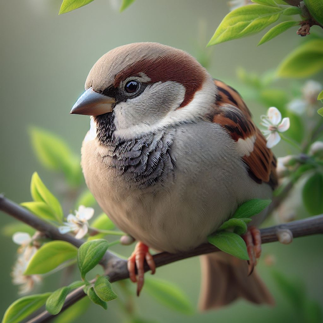 Free ai generated bird house sparrow illustration