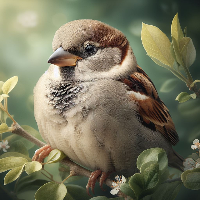 Free ai generated bird house sparrow illustration