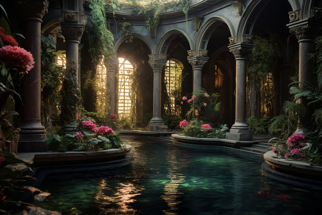 Free ai generated relaxation bath house illustration