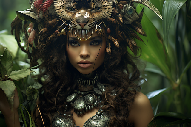 Free ai generated woman jungle illustration