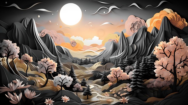 Free ai generated mountains path illustration