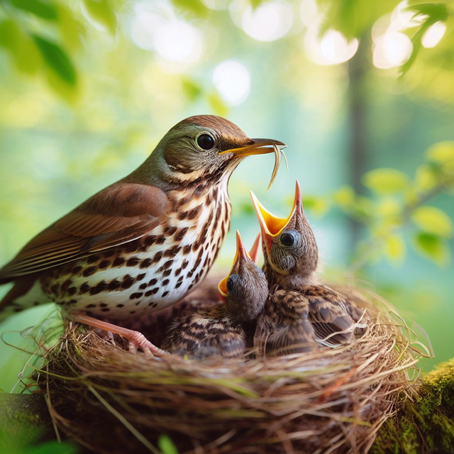 Free song thrush bird plumage illustration