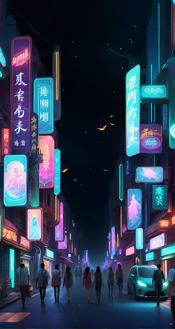 By, Natt, Cyberpunk, Urban, Bygning