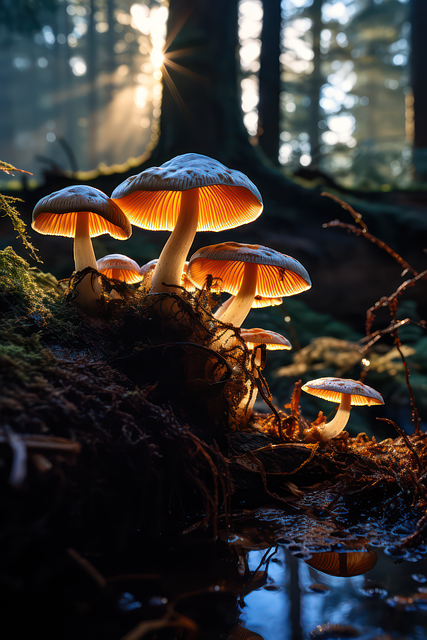 Free ai generated mushroom moss illustration