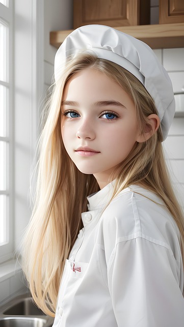 Free ai generated girl kitchen illustration