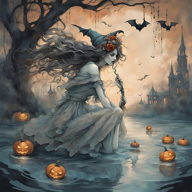 Free ai generated witch halloween illustration