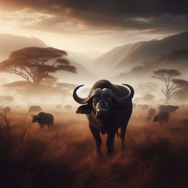 Free ai generated buffalo cape buffalo illustration