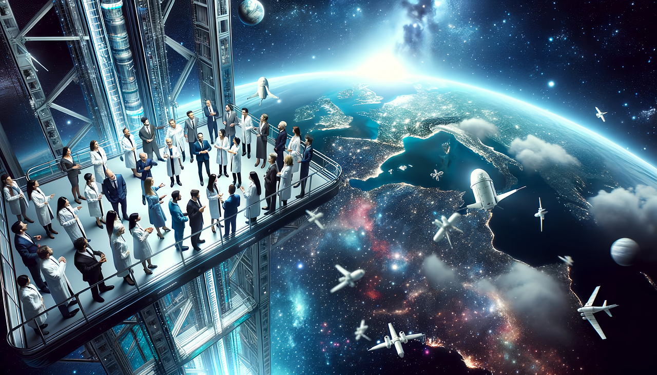 Download Ai Generated Space Elevator Royalty Free Stock Illustration