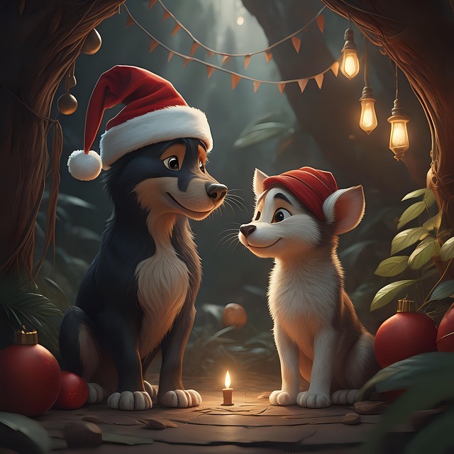 Free ai generated christmas dogs illustration